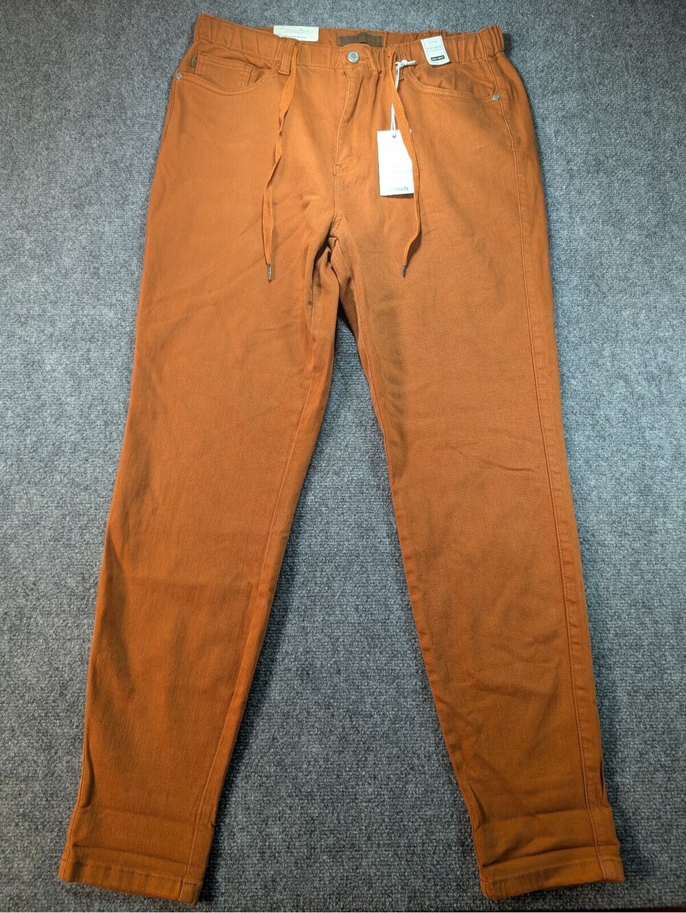 Judy Blue 15 32 High Waist Garment Dyed Auburn Orange Double Cuff Jogger Jeans